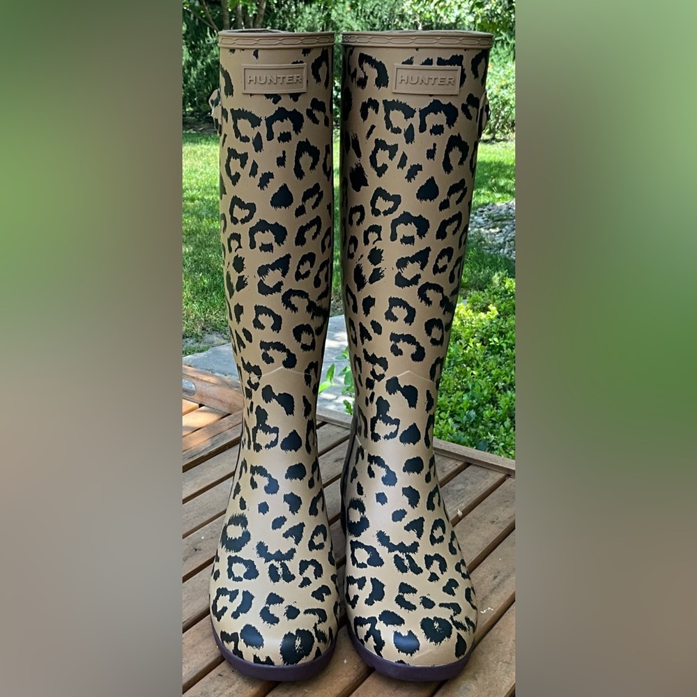 leopard print Hunter rainboots sz 7